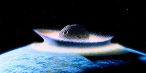 Καλλιτεχνική αναπάρασταση της πρόσκρουσης στη Γη του αστεροειδούς, που εξαφάνισε τους δεινόσαυρους