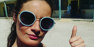 Φιλίτσα Καλογεράκου ριγέ μαγιό