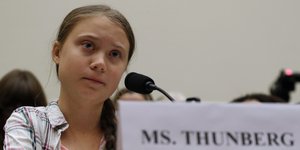 H Γκρέτα Τούνμπεργκ παρακολουθεί
