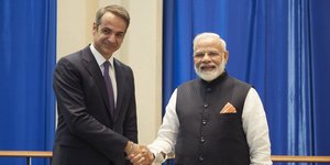 Ο Κυριάκος Μητσοτάκης με τον Πρωθυπουργό της Ινδίας Narendra Μοdi