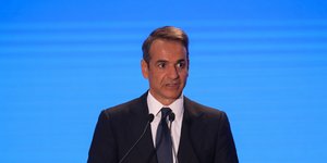 Ο Κυριάκος Μητσοτάκης στο βήμα της ΔΕΘ