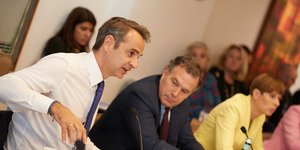 Ο Κυριάκος Μητσοτάκης σε συνομιλίες στον ΟΗΕ