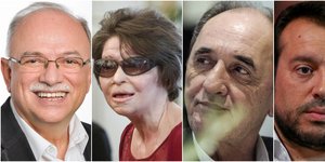 Από αριστερά: Δ. Παπαδημούλης, Κ. Κούνεβα, Γ. Σταθάκης, Ν. Παππάς, Ευ. Τσακαλώτος