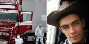 Ο οδηγός φορτηγού στο Εσσεξ (δεξιά) και το μοιραίο φορτηγό