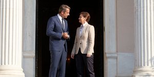 Ο Κυριάκος Μητσοτάκης με την πρωθυπουργό της Σερβίας Ανα Μπρνάμπιτς