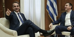 Κυριάκος Μητσοτάκης και Αλέξης Τσίπρας στο Μαξίμου