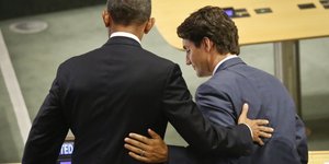 Μπάρακ Ομπαμα, Τζαστιν Τριντό αγκαλια 