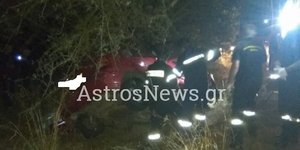 Πυροσβέστες σε αυτοκίνητο που έπεσε σε δέντρα