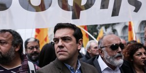 Ο Αλέξης Τσίπρας σε απεργιακή κινητοποίηση το 2014