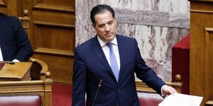 Ο Αδωνις Γεωργιάδης όρθιος στη Βουλή