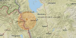 Χάρτης με σεισμό στο Ιράν