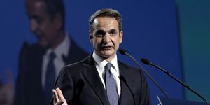 Ο Κυριάκος Μητσοτάκης κατά την ομιλία του στο συνέδριο της Νέα Δημοκρατίας