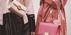 Ροζ και μπεζ τσάντα