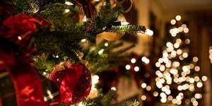 χριστουγεννιάτικο δέντρο με φωτάκια σε σπίτι