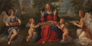 O Ιησούς Χριστός με αγγέλους σε πίνακα του Francesco Albani