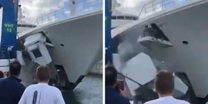 H στιγμή που το σούπερ γιοτ πέφτει πάνω στο φυλάκιο