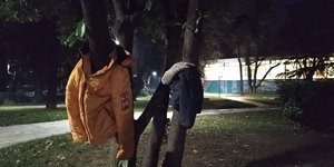 Μπουφάν κρεμασμένα σε δέντρα στην Έδεσσα