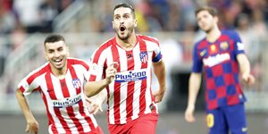Ο Κόκε της Ατλέτικο Μαδρίτης πανηγυρίζει γκολ της Ατλέτικο Μαδρίτης