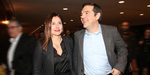 Ο Αλέξης Τσίπρας με την Περιστέρα Μπαζιάνα στο Μέγαρο Μουσικής