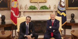 Ο Κυριάκος Μητσοτάκης και ο Ντόναλντ Τραμπ στον Λευκό Οίκο
