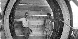 Εργάτες στην κατασκευή του Φράγματος του Μαραθώνα