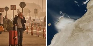 Επιβάτης στο αεροδρόμιο της Τενερίφης - Το σύννεφο άμμου έφθασε από τη Σαχάρα στα Κανάρια Νησιά 