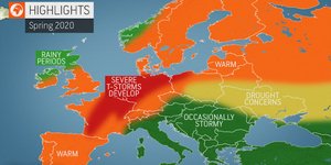 O χάρτης πρόβλεψης της Accuweather για την άνοιξη στην Ευρώπη