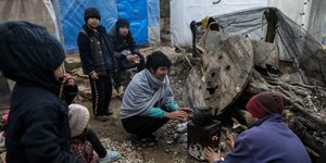 Μετανάστες στη Μόρια στη Λέσβο