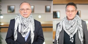 Παπαδημούλης και Αρβανίτης με παλαιστινιακή μαντήλα