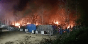 Φωτιά σε σκηνές μεταναστών στον Εβρο 