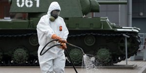 Απολύμανση στο κέντρο της Μόσχας