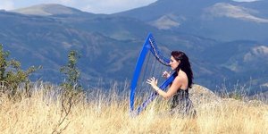 H νεαρή μουσικός με την άρπα της/Φωτο youtube