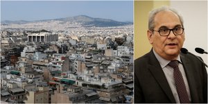 Ενοίκια: Αριστερά πανοραμική εικόνα της Αθήνας / Δεξιά: Ο πρόεδρος της ΠΟΜΙΔΑ Στράτος Παραδιάς