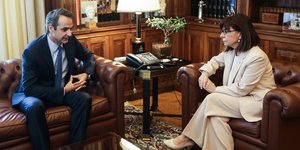 Ο πρωθυπουργός, Κυριάκος Μητσοτάκης και η ΠτΔ, Κατερίνα Σακελλαροπούλου