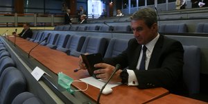 Ο Ανδρέας Λοβέρδος στην αίθουσα Γ. Κρανιδιώτης του ΥΠΕΞ