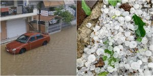 Καιρός: «Κατακλυσμός» στην Χαλκιδική -Χαλάζι έριξε στην Πάτρα