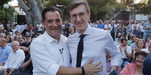 Άδωνις Γεωργιάδης και Άρης Πορτοσάλτε σε προεκλογική ομιλία του υπουργού