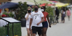 αντρας γυναικες με μασκες και σορτσακι