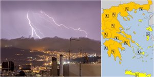 Καιρός: Εικόνα από αστραπές στην καταιγίδα της Τρίτης