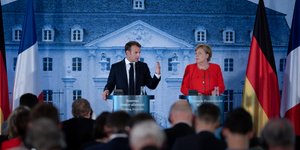 Εμανουέλ Μακρόν και Ανγκελα Μέρκελ/Φωτογραφία ΑΡ