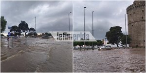 Πλημμύρισε το κέντρο της Θεσσαλονίκης από τη κακοκαιρία