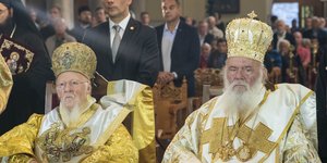 Ο Οικουμενικός Πατριάρχης Βαρθολομαίος με τον Αρχιεπίσκοπο Αθηνών και πάσης Ελλάδας Ιερώνυμο