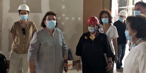 Λίνα Μενδώνη σε εργοτάξιο Εθνικής Πινακοθήκης