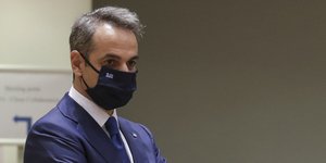 Ο Κυριάκος Μητσοτάκης με μάσκα στη Σύνοδο Κορυφής