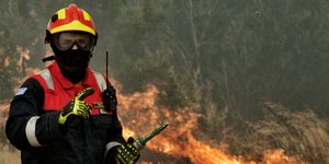 Πυροσβέστης σε φωτιά σε δάσος