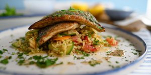 Τσιπούρα, με ρύζι και λαχανικά