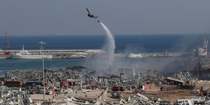 Το κατεστραμμένο λιμάνι της Βηρυτού μετά την ισχυρή έκρηξη