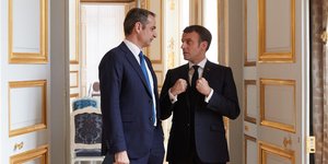 Κυριάκος Μητσοτάκης και Εμανουέλ Μακρόν, στο Ελιζέ