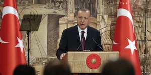 Ο Ρετζέπ Ταγίπ Ερντογάν σε ομιλία του στην Άγκυρα