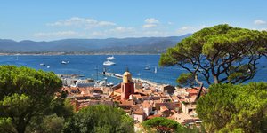 Πανοραμική εικόνα του γραφικού Σαν Τροπέ στην Κυανή Ακτή της Γαλλίας